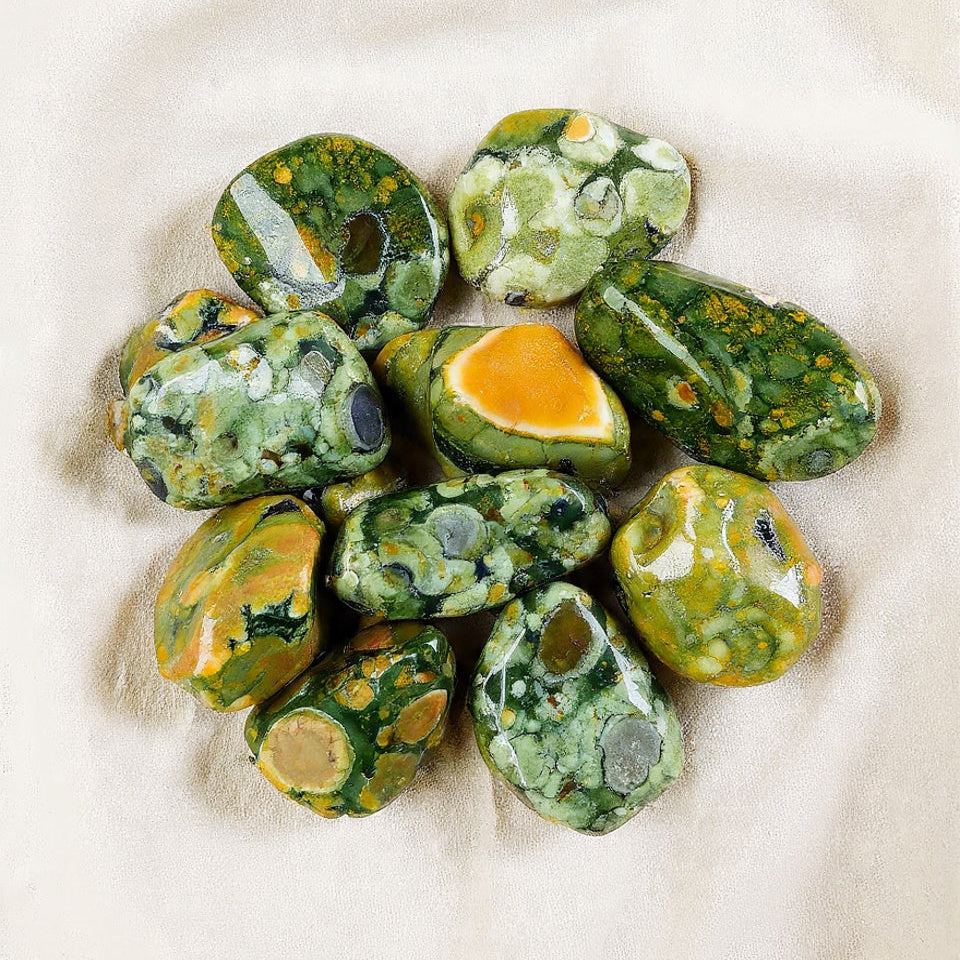 Riolite (Jaspe Floresta) Rolada — Crescimento, Enraizamento, Transformação